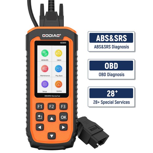 GODIAG GD203 ABS SRS System Diagnostic OBD2 Scan Tool with 28 Service Reset Functions LifeTime Free Update