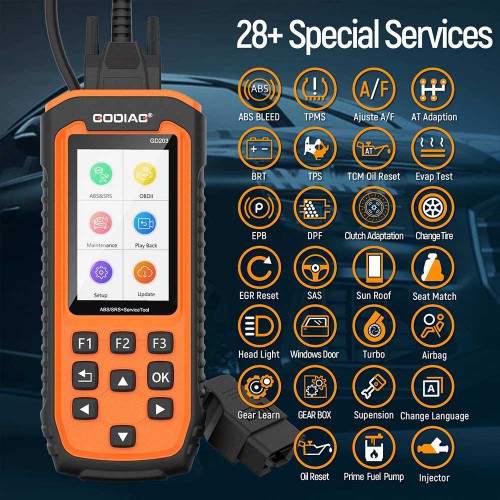 GODIAG GD203 ABS SRS System Diagnostic OBD2 Scan Tool with 28 Service Reset Functions LifeTime Free Update