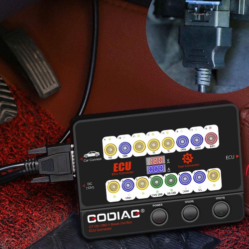 GODIAG GT100+ GT100 PRO ECU Connector OBD2 Breakout Box with Electronic Current Display and CANBUS Protocols