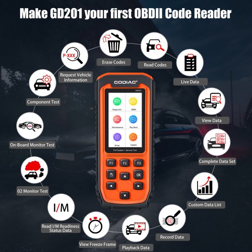 GODIAG GD201 All System All Makes Diagnostics OBD2 Scan Tool Support 29 Hot Special Functions with DPF ABS Airbag Oil Light Reset
