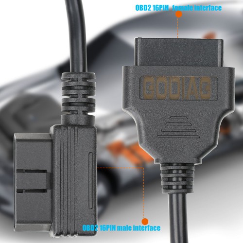 GODIAG OBDII 16pin Male to Female Extension cords Cable Diagnostic Extender 100cm