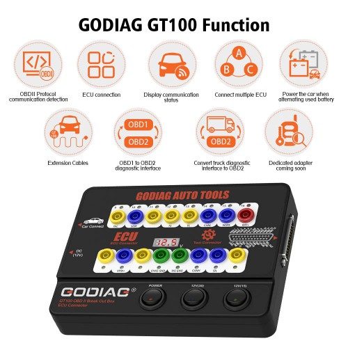 [EU/UK Ship No Tax] GODIAG GT100 OBDII 16PIN Protocol Detector Breakout ECU Connector OBDII BreakOut Box Detect Car Communication