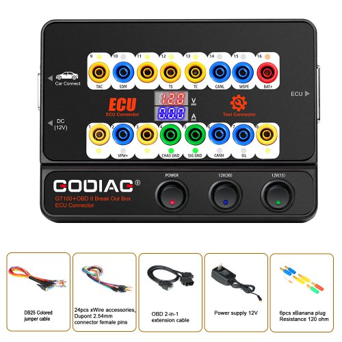 GODIAG GT100+ GT100 PRO ECU Connector OBD2 Breakout Box with Electronic Current Display Plus BMW FEM + BMW CAS 4 Test Platform