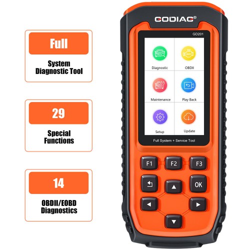 [EU/UK Ship No Tax] GODIAG GD201 All System All Makes Diagnostics OBD2 Scan Tool Support 29 Hot Special Functions with DPF ABS Airbag Oil Light Reset