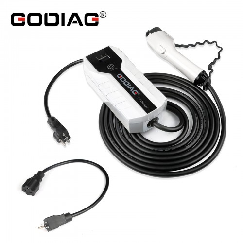 GODIAG EV Charger Portable Fast US Standard 110V/220V dual Voltage Modes 16 Amps with 16.4ft Extension Cord Compatible with J1772 Electric Vehicles