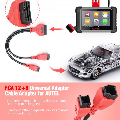 FCA 12+8 Adapter for Chrysler Work on MaxiSys/IM608 /Launch X431 V/ OBDSTAR/Godiag GD801