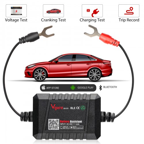 Vgate Battery Assistant Blue Tooth 4.0 Wireless 6~20V Automotive Battery Load Tester Diagnositic Analyzer Monitor for Android & iOS
