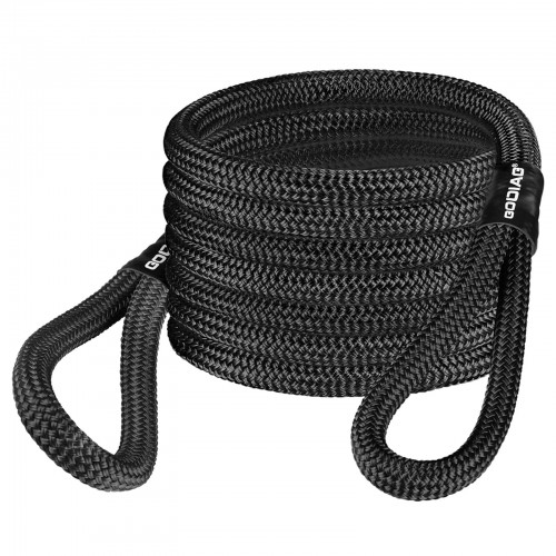 GODIAG Car Tow Rope Emergency Vehicle Towing And Recovery Rope Black Diameter 2.5cm Length 9m 30ft with Two Soft Shackles & A Pair of Gloves